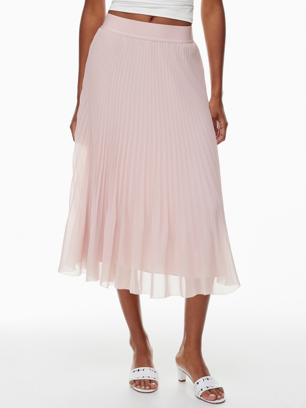 Aritzia Wilfred Light Pink Pleated Midi Skirt